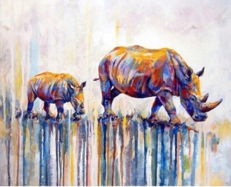 Paint By Numbers - Fargerike neshorn 40x50cm