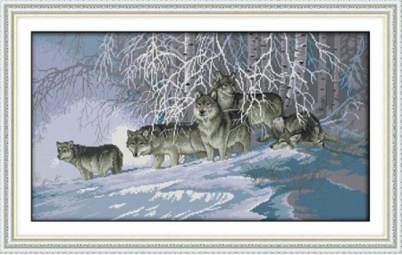 Korssting pakke -  Wolves 60x36cm