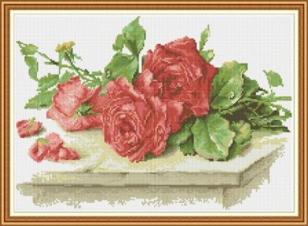 Diamond painting - Roser på et bord 51x35 cm