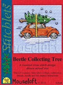 Mini korssting m/ kort & konvolutt - Beetle collecting tree