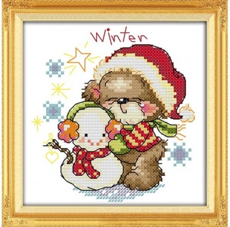 Korssting pakke - Little bear - Winter 20x20cm (Påtegnet)