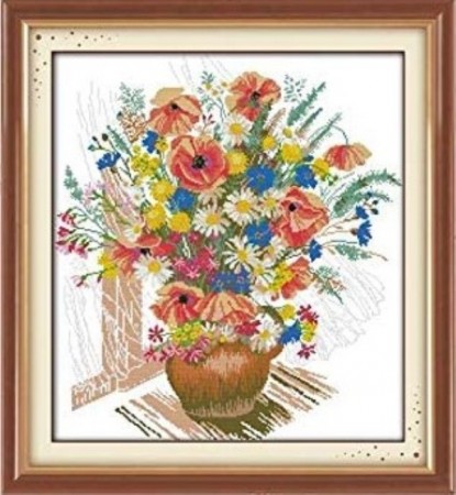 Korssting pakke - Fargerik blomstervase 48x52cm