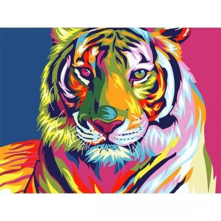 Paint by numbers - Fargerik tiger 40x50cm