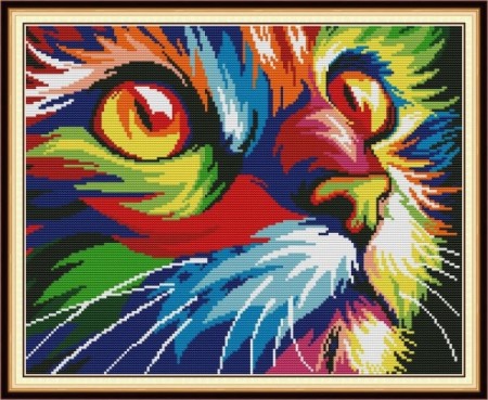 Korssting pakke - Colorful Cat (1) 39x32cm
