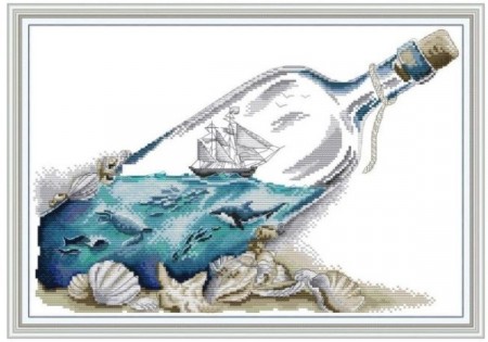 Korssting pakke - Sea in a bottle 42x30cm
