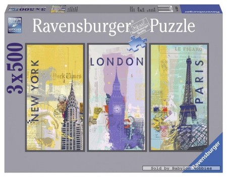 Ravensburger puslespill - Around the world 3x500