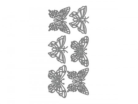 Klistremerker - Store sommerfugler - sølv