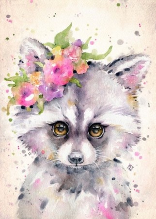Diamond painting - Vaskebjørn 20x30 cm