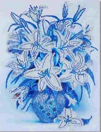 Diamond Painting - Blå blomstervase 30x40cm