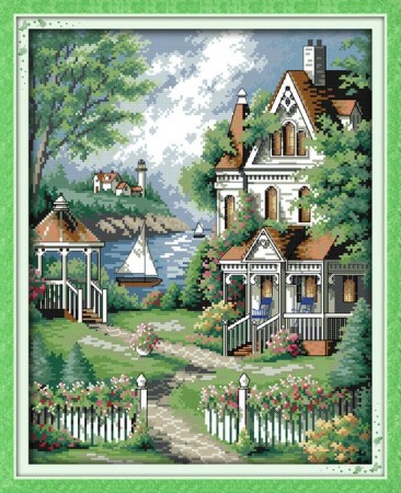 Korssting pakke - Europeisk villa 35x44cm