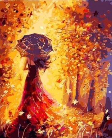 Paint By Numbers - Kvinne i høsten 40x50cm (pt)