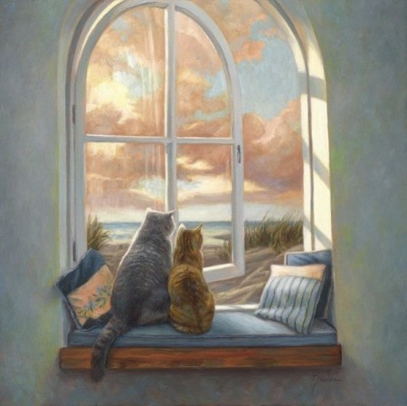 Paint By Numbers - To katter i vindu 40x50cm