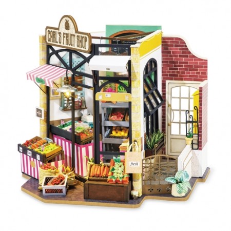 Carl`s fruit shop - Byggesett m/ lys - DIY Miniature Room