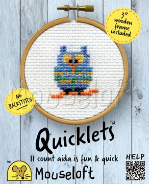 Mini korssting med broderiramme 11CT - Blue Owl