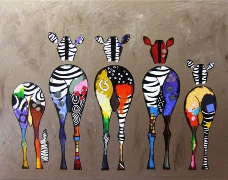 Paint by numbers - Fargerike sebraer 40x50cm