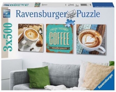 Ravensburger puslespill - Coffee time 3x500