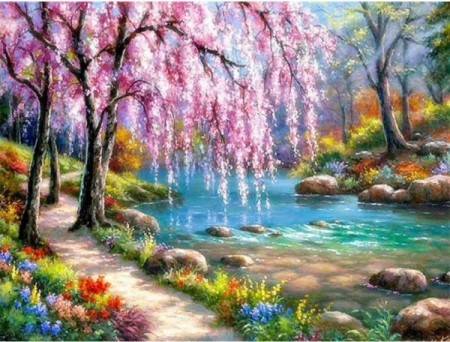 Diamond painting - Sommer ved elven 40x50 cm