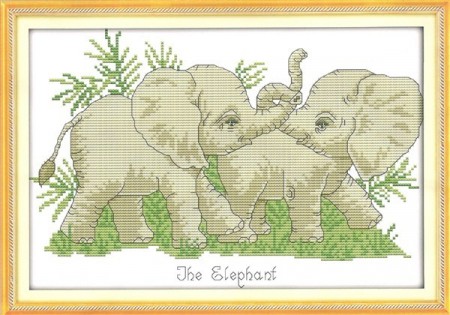 Korssting pakke - Elefant unger 42x32cm