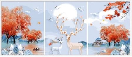 Paint by numbers - Maleri - Winter deers 3 stk à 40x50cm