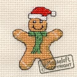 Mini korssting m/ kort & konvolutt - Gingerbread man