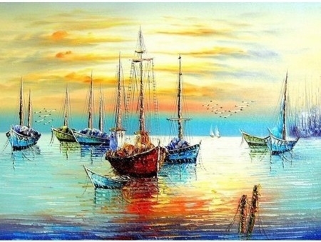 Paint By Numbers - Fiskebåter 40x50cm (pt)