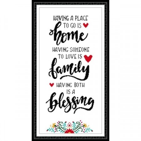 Korssting pakke - Happy family 35x64cm
