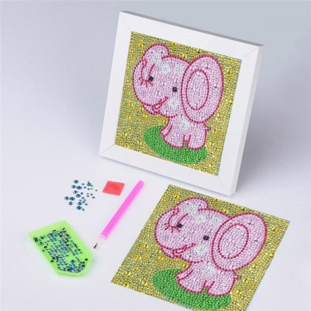Diamond painting - Rosa elefant 15x15 cm