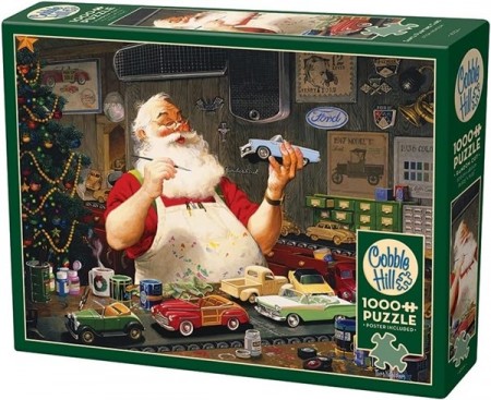 Cobble Hill puslespill - Santa painting cars 1000
