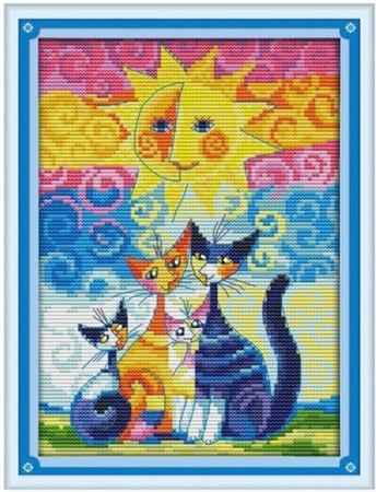Korssting pakke - Katter under solen 19x28cm