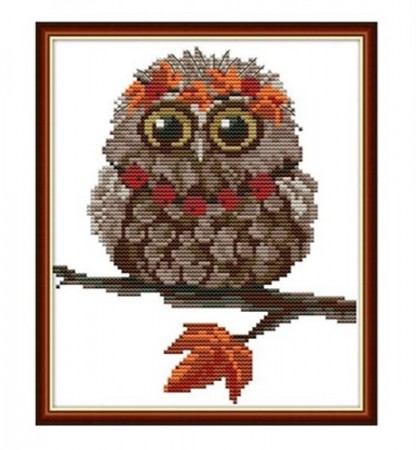 Korssting pakke - Autumn Owl 19x22cm (Påtegnet)