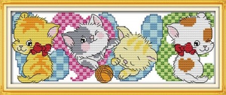 Korssting pakke - Love cats 36x16cm (påtegnet)