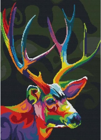 Korssting pakke - Colorful Deer 39x52cm 14CT