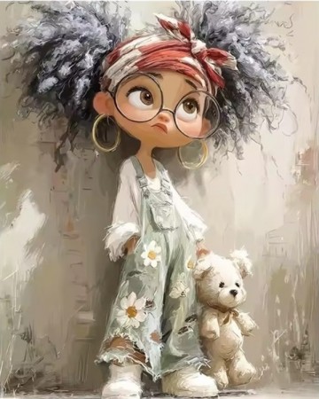 Paint by numbers - Jente med Teddy 40x50cm