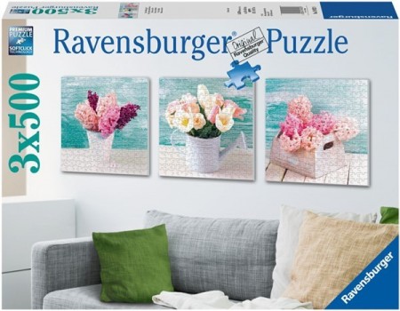 Ravensburger puslespill - Flowers 3x500