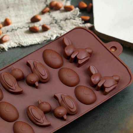Sjokoladeform i silikon - and, egg og kanin