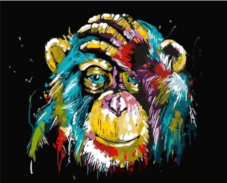 Paint By Numbers - Fargerik ape 40x50cm (pt)