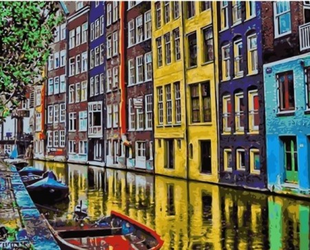 Paint By Numbers - Bolig ved brygge 40x50cm (pt)