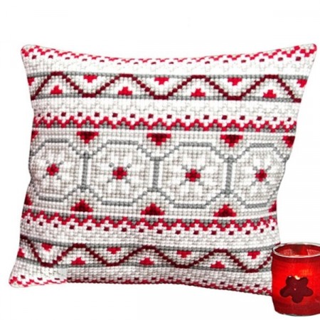 Korssting pute - julepute 42x42cm