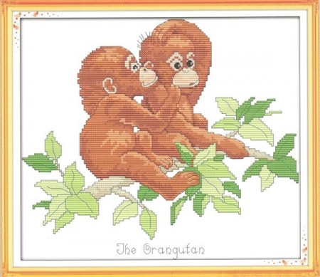 Korssting pakke - Orangutang unger 41x36cm