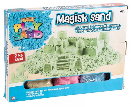 Magic play sand - Stort sett m/ 3 farger og 6 former