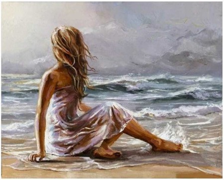 Paint By Numbers - Kvinne på stranden 40x50cm