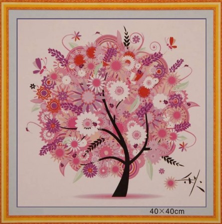 Korssting pakke - Four Season - Høst 40x40cm (Påtegnet)