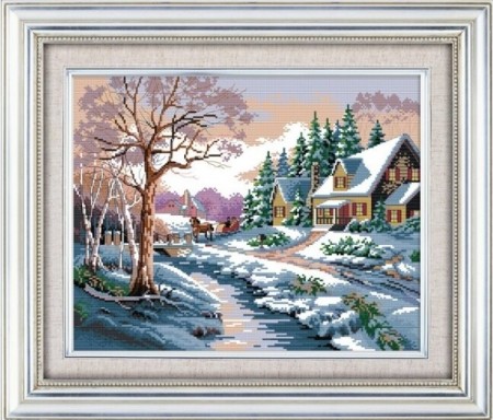 Korssting pakke - Snølandskap 45x36cm