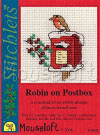 Mini korssting - Robin on Postbox