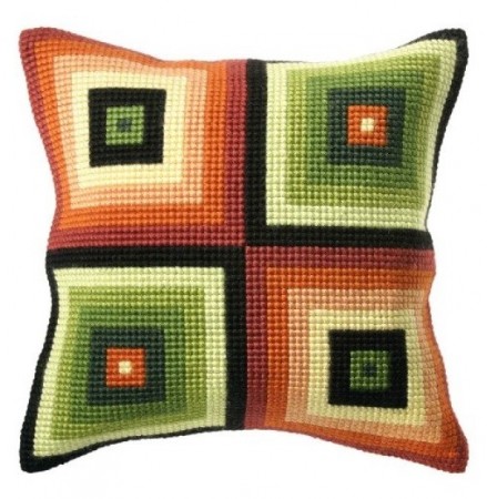 Korssting pute - Color squares 40x40cm
