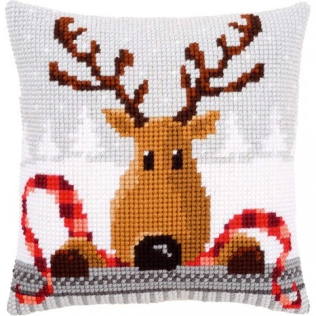Korssting pute - Rensdyr 40x40cm