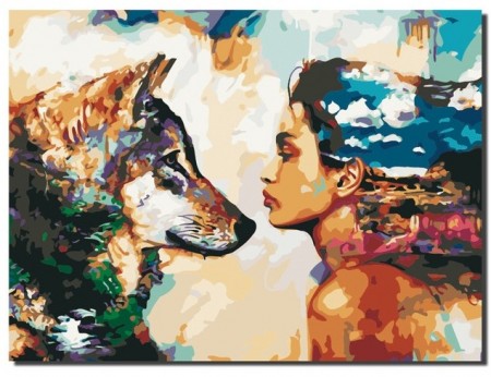 Paint by numbers - Kvinne og ulv