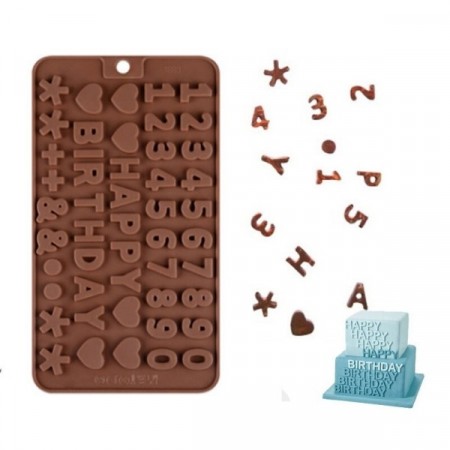 Sjokoladeform silikon - Happy Birthday med tall