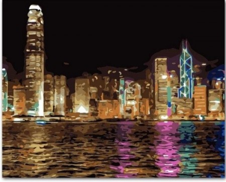 Paint By Numbers - Night Water City 40x50cm
