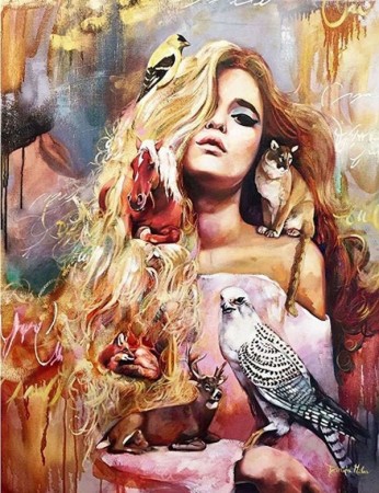 Paint by numbers - Kvinne og dyr 40x50cm